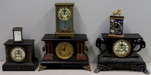 Grouping Of Antique Mantel And Carriage Clocks