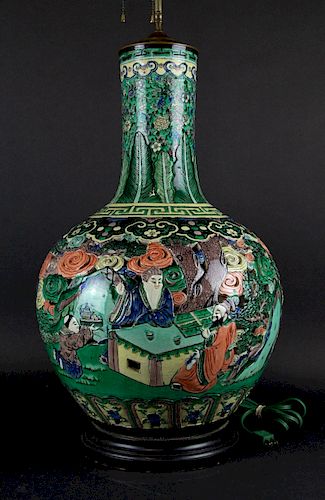 A Massive Double Walled Famille Verte Vase as a