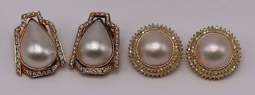 JEWELRY. Gold and Mabe Pearl Earrings.
