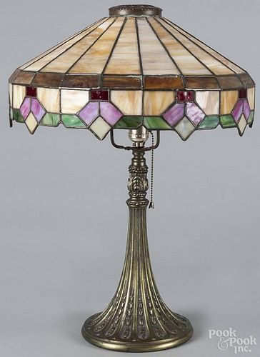 Slag glass table lamp, 20th c., 22 1/2'' h.