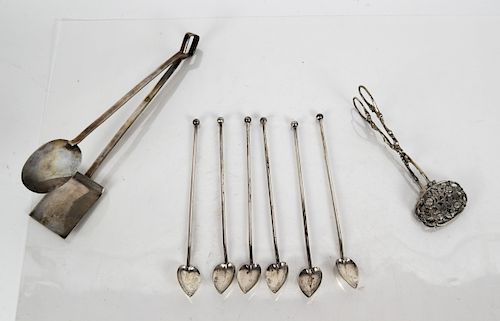 Sterling Silver Tongs, and 7 Others
