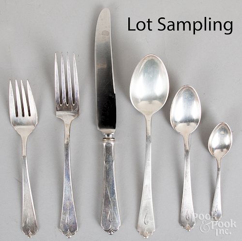 Sterling silver Lotus pattern flatware service