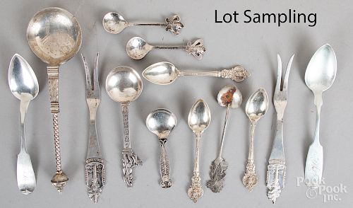 Silver flatware, to include a group of coin spoons