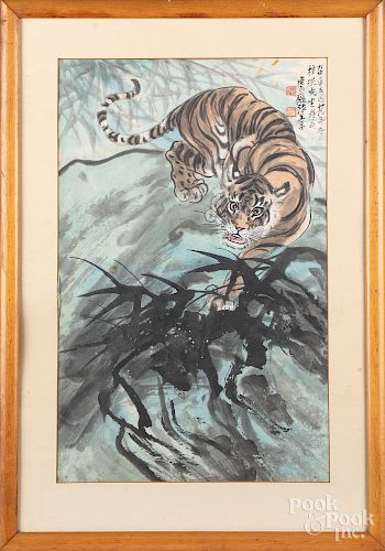 Chinese watercolor of a tiger