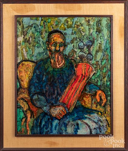 Donald Purdy oil on board portrait of a rabbi