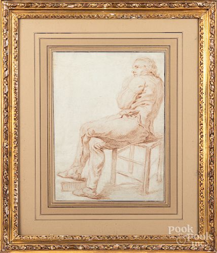 Chalk sketch of a seated gentleman