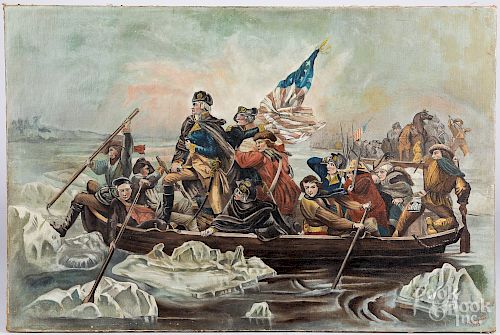 Oil on canvas of Washington Crossing the Delaware