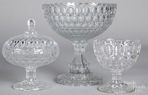 Flint glass footed bowl, etc.