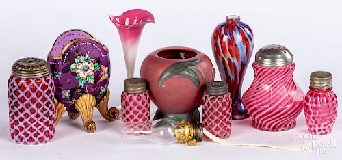 Group of art glass and pottery