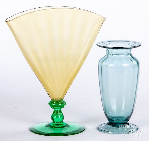 Two Steuben art glass vases