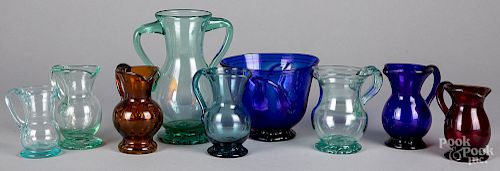 Nine pieces of reproduction glass