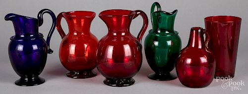 Six pieces of reproduction glass