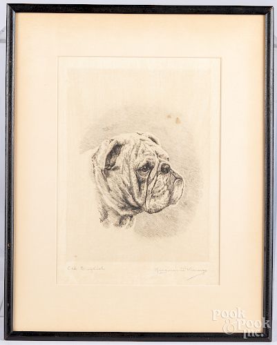 Two Marguerite Kirmse signed dog engravings