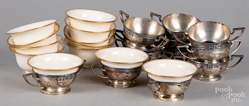 Set of twelve sterling silver cup holders