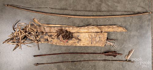 Native American hide bow and quiver.