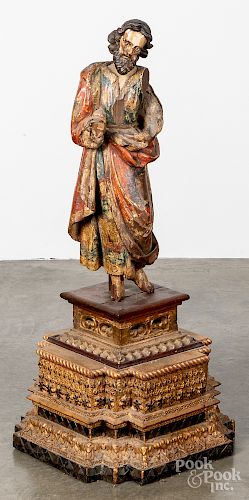Carved and painted Santos figure
