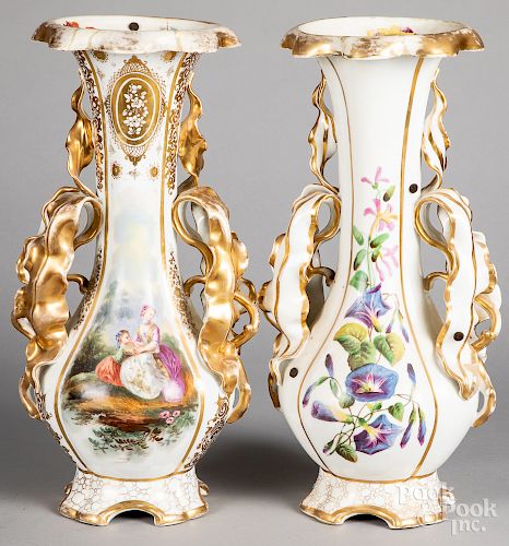 Pair of large French Ruaud porcelain vases