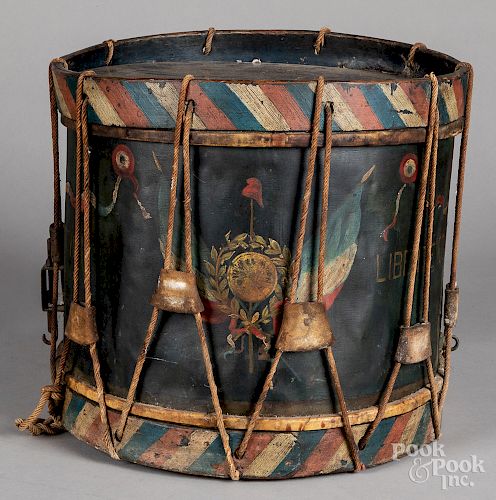 Painted tin drum, inscribed Vive Le Nation
