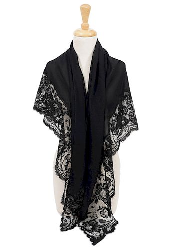 Vintage Valentino Night Silk Lace Shawl Wrap