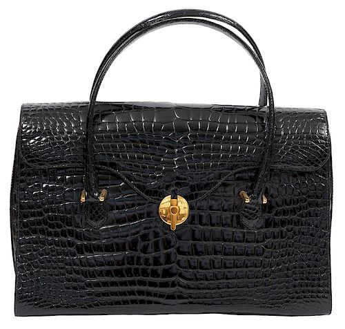 Morabito Black Crocodile Handbag 1960's