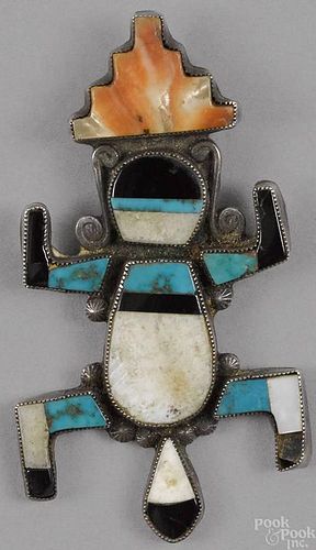 Zuni, Pueblo, New Mexico brooch of a sacred frog,