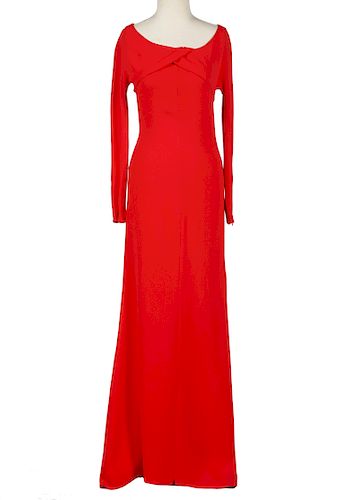 Vintage Valentino Boutique Red Crepe Gown Sz 6