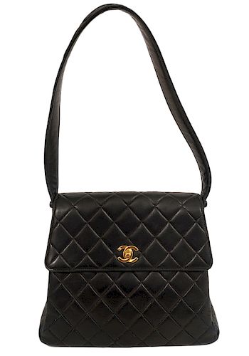 Chanel Vintage Black Quilted Shoulder Bag 1990s