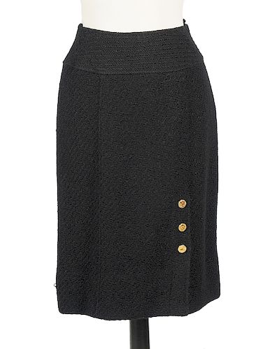 Chanel Boutique Black Woven Skirt Size 38