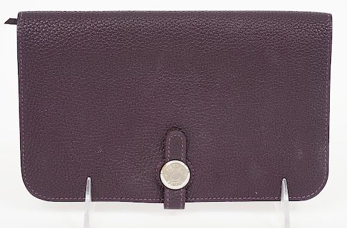 Hermès Prune Leather Dogon Duo Wallet