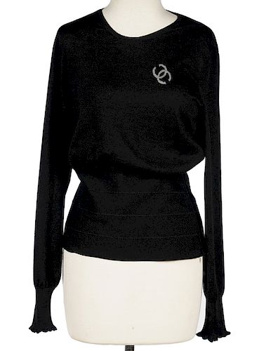 Chanel Black Cashmere Silk Sweater Size 40