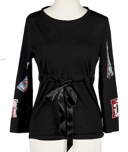 Chanel Black Cashmere & Silk Sweater Sz 40