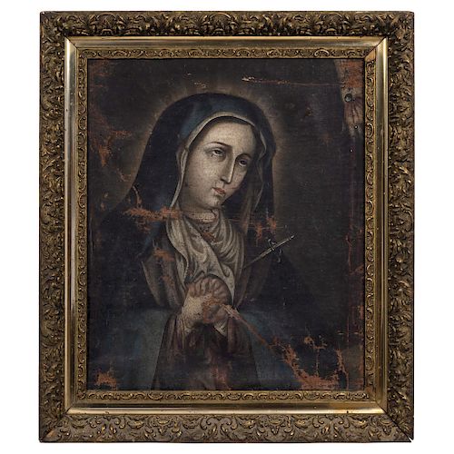 OUR LADY OF SORROWS. MEXICO, 19TH CENTURY. Oil on canvas.