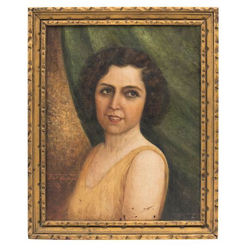 FRANCISCO DE PAULA MENDOZA (MEXICO, 1867-1937). PORTRAIT OF MARÍA TERESA URQUIZO DE RAMÍREZ. Oil on canvas. Signed and dated.