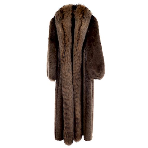 A Ladies Raccoon & Fox Full Length Coat