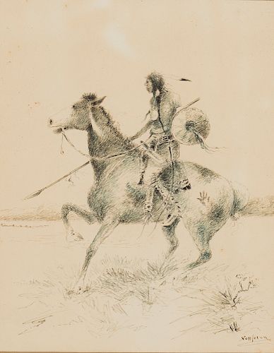 Walter Nettleton, Untitled (Indian on Horseback)