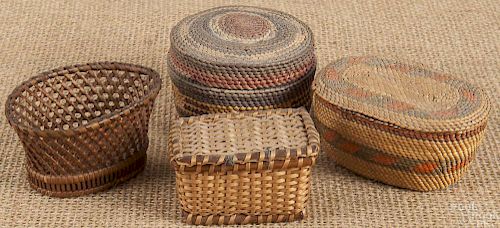 Four miniature Native American baskets, 19th c.,