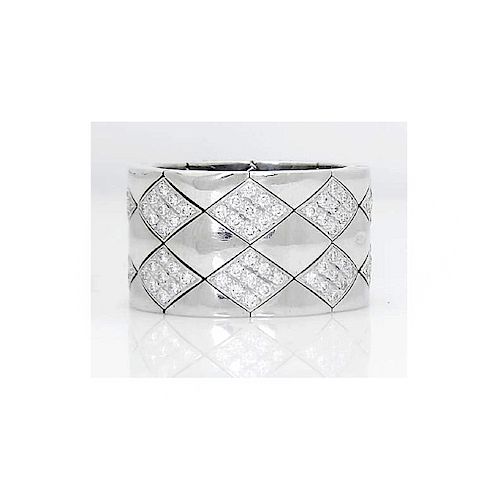 Chanel 18k White Gold & Diamond Wide Band Ring
