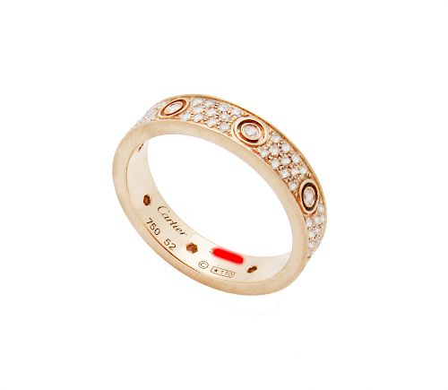 Cartier LOVE WEDDING BAND DIAMOND-PAVED PINK GOLD,
