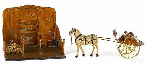French painted tin stable, ca. 1900, with a paint