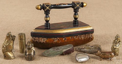 Six figural match safes, 19th c., to include a pi
