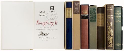 Twain, Mark. Obras. New York - Avon, Connecticut - Westerham. The Limited Editions Club, 1933/ 1942/ 1944 /1962 / 1966 / 1972. Piezas:9