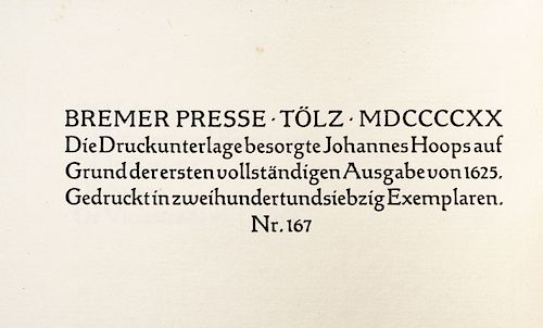 Bacon, Francis. Essays. Tölz: Bremer Presse, 1920. London Arthru L. Humphreys, 1900. Piezas: 2.