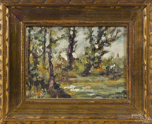 Oil on board landscape, 20th c., signed Forgy,