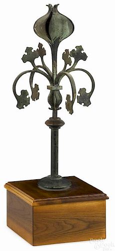 Patinated iron roof spire, 19th c., mounted to a