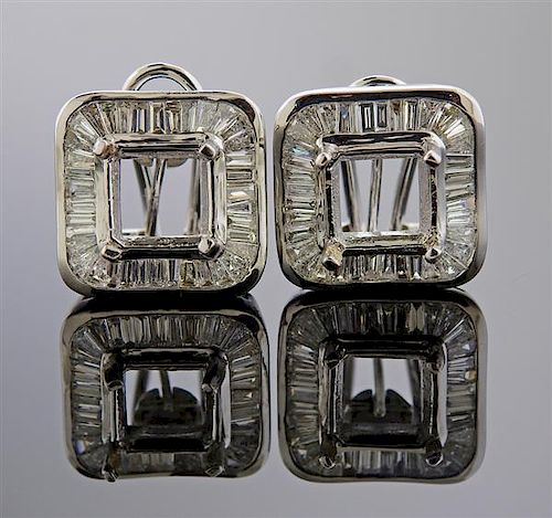 18K Gold Diamond Earrings Mounting