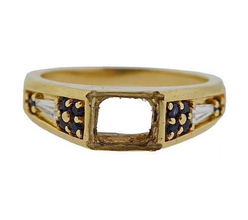 14K Gold Diamond Sapphire Ring Mounting