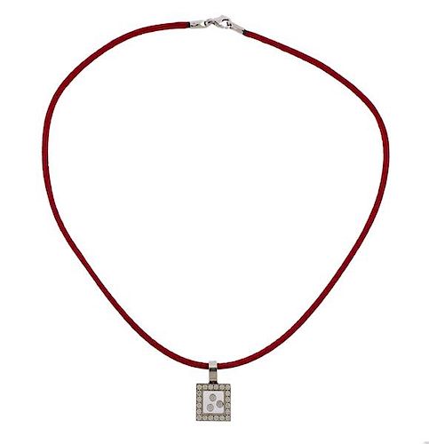 Chopard Happy Diamond 18K Gold Silk Cord Necklace Pendant