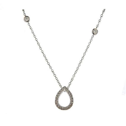 18k Gold Teardrop Diamond Pendant Necklace 