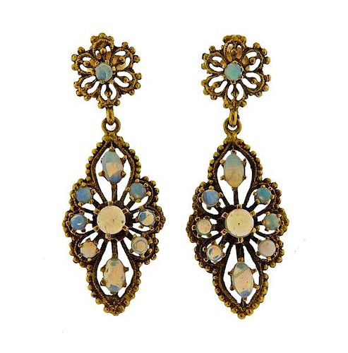 Antique 14K Gold Opal Drop Earrings