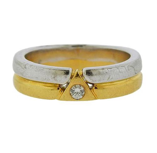 18K Two Tone Gold Diamond Wedding Band Ring